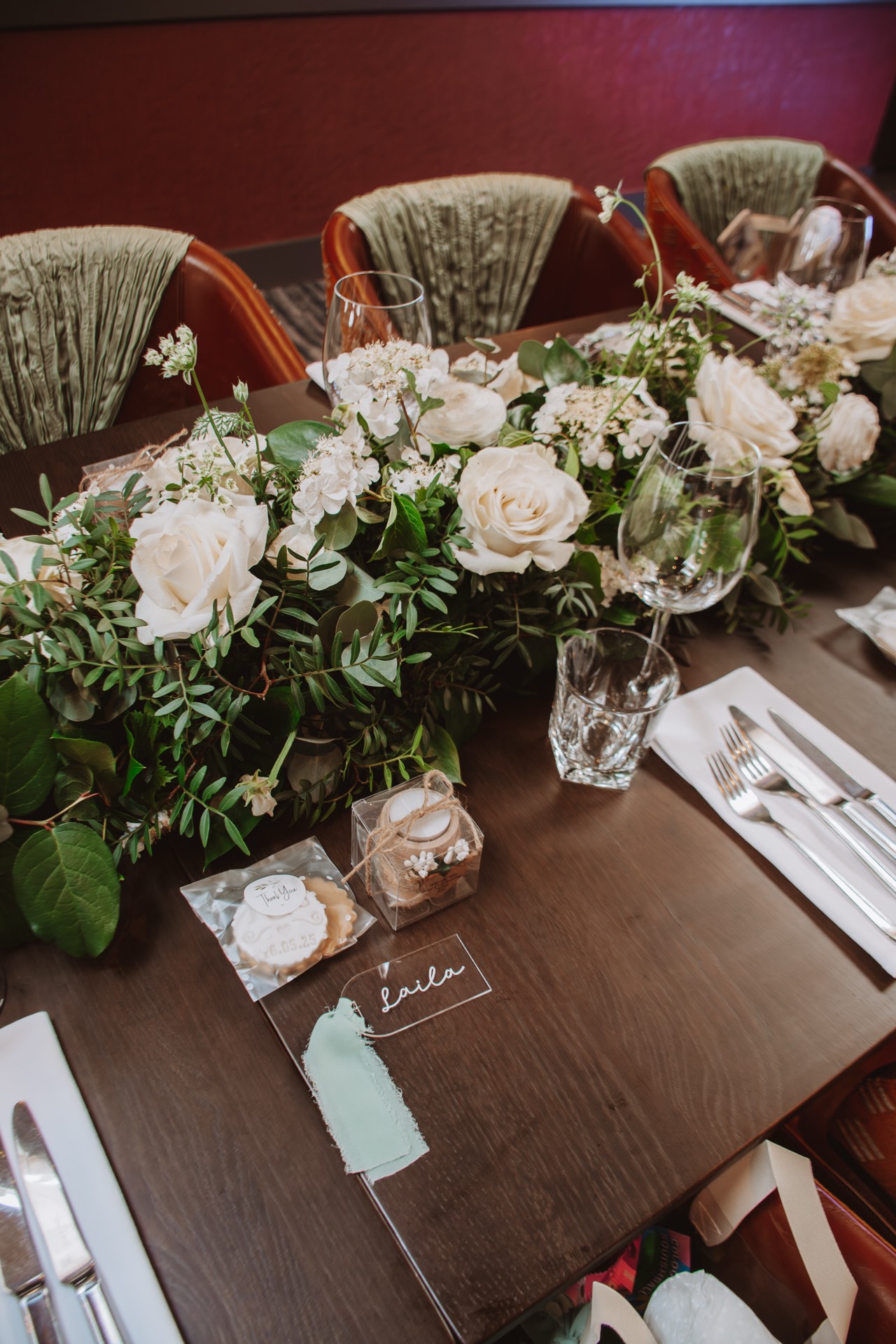 A wedding table setting at Mason's