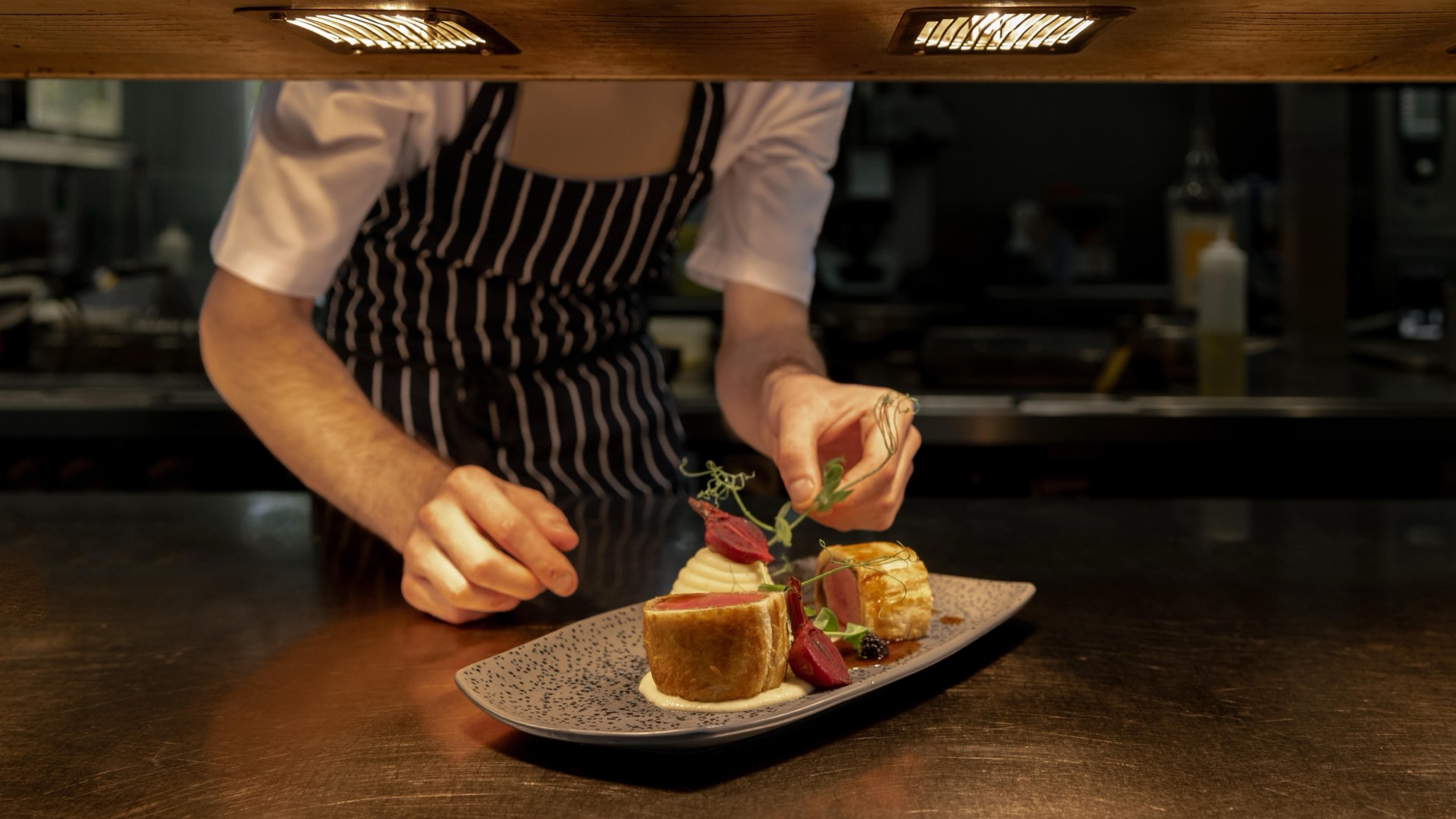 A chef preparing Sunday lunch at Mason's Restaurant