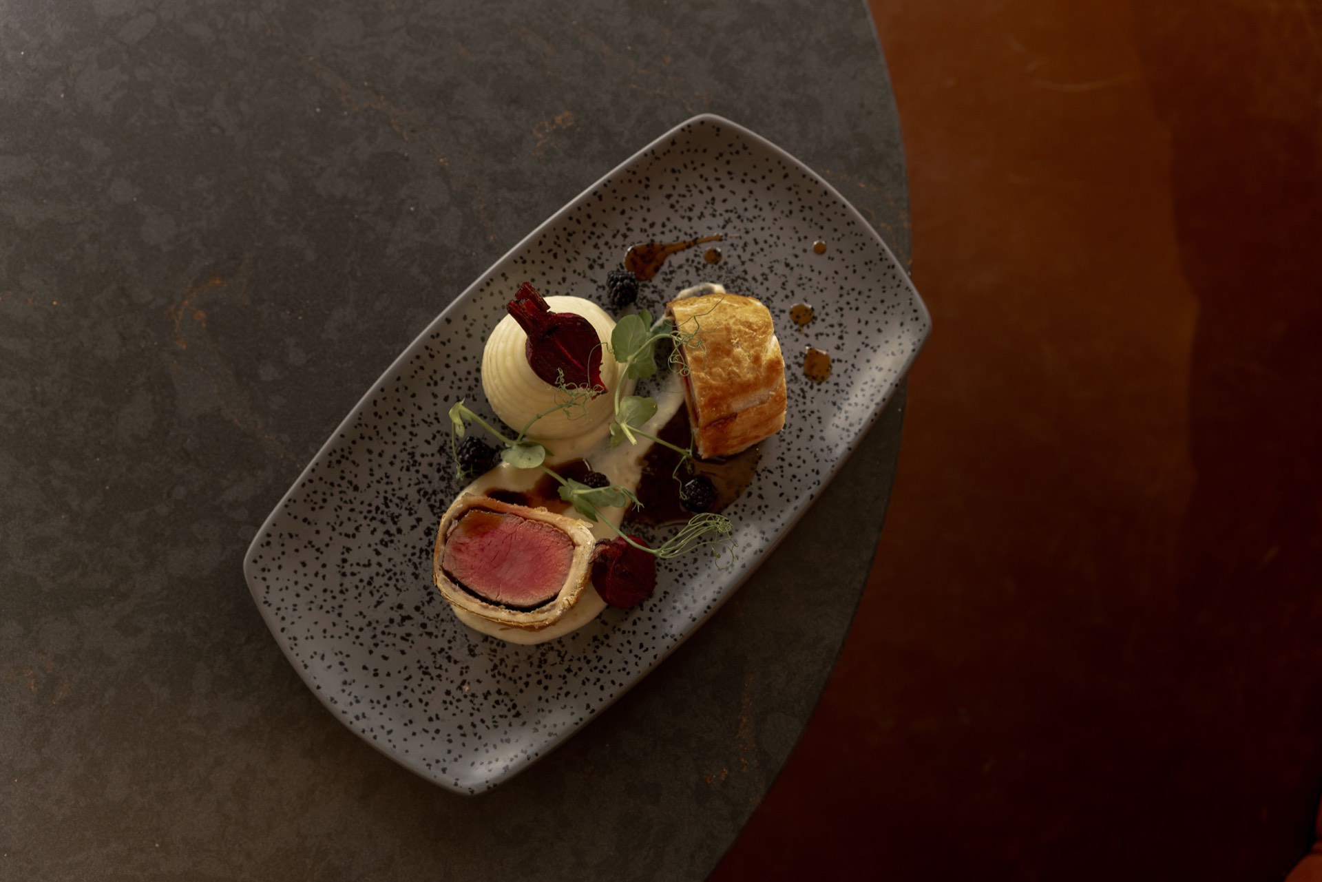 Beef Wellington plated at Mason's
