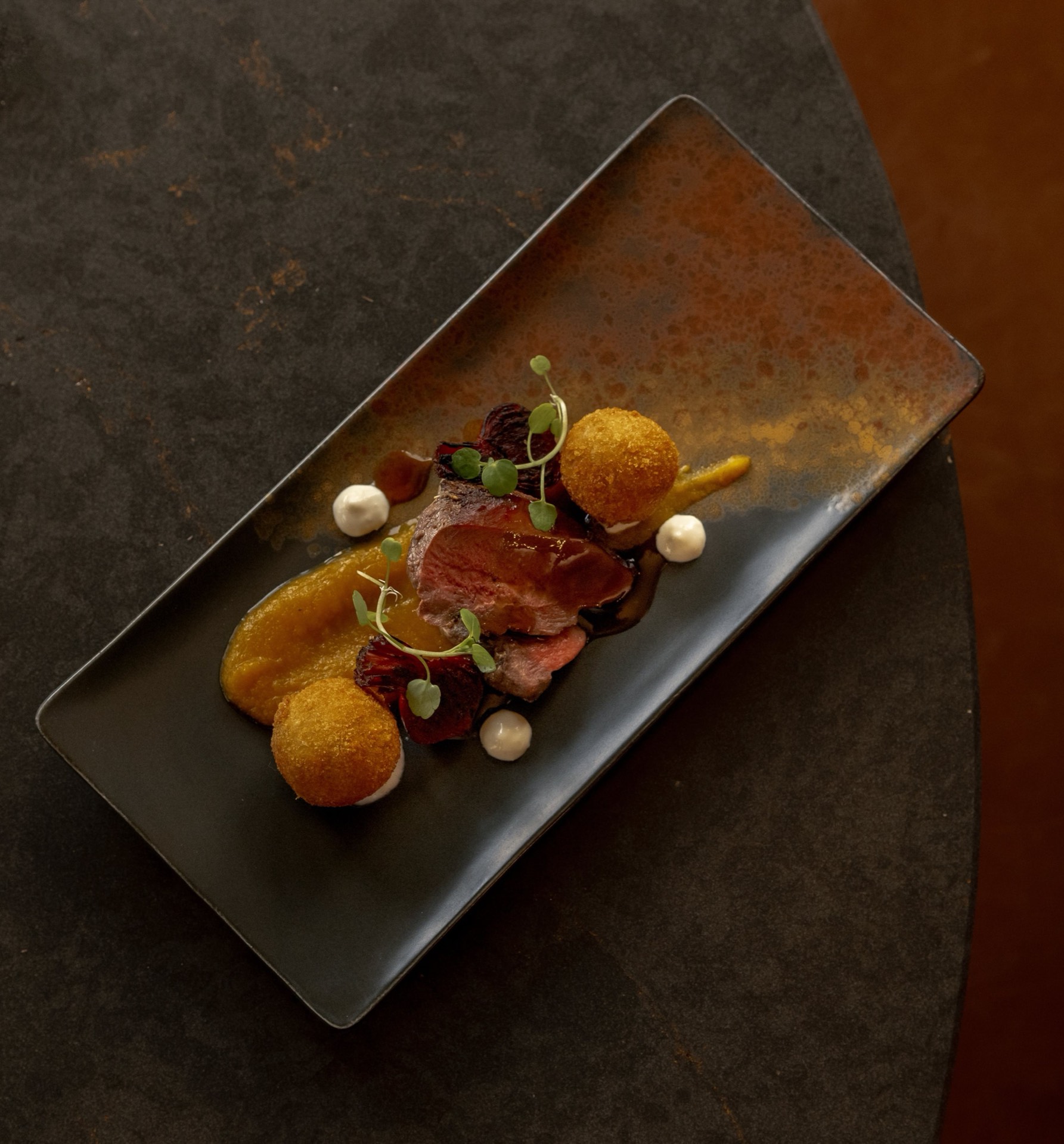 An elegantly plated dish at Mason's Restaurant