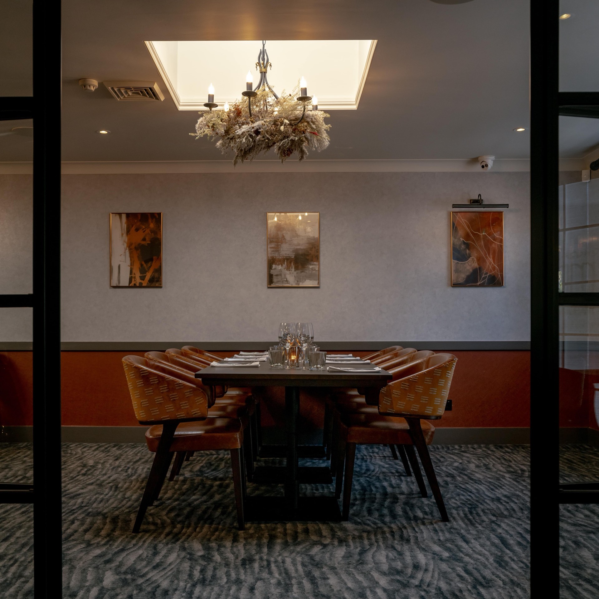 The restaurant at Mason's set for a private party