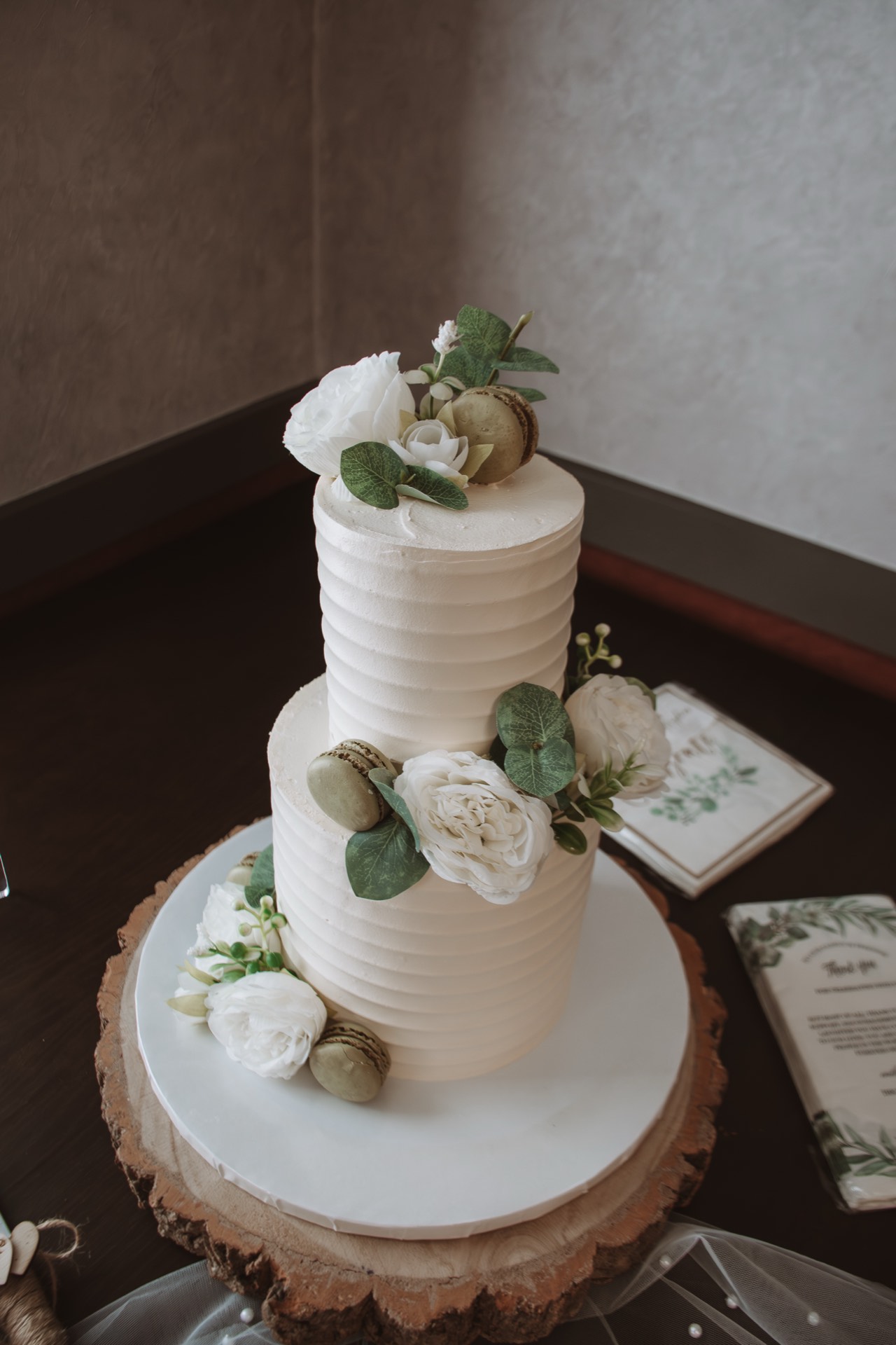 A two-tier wedding cake