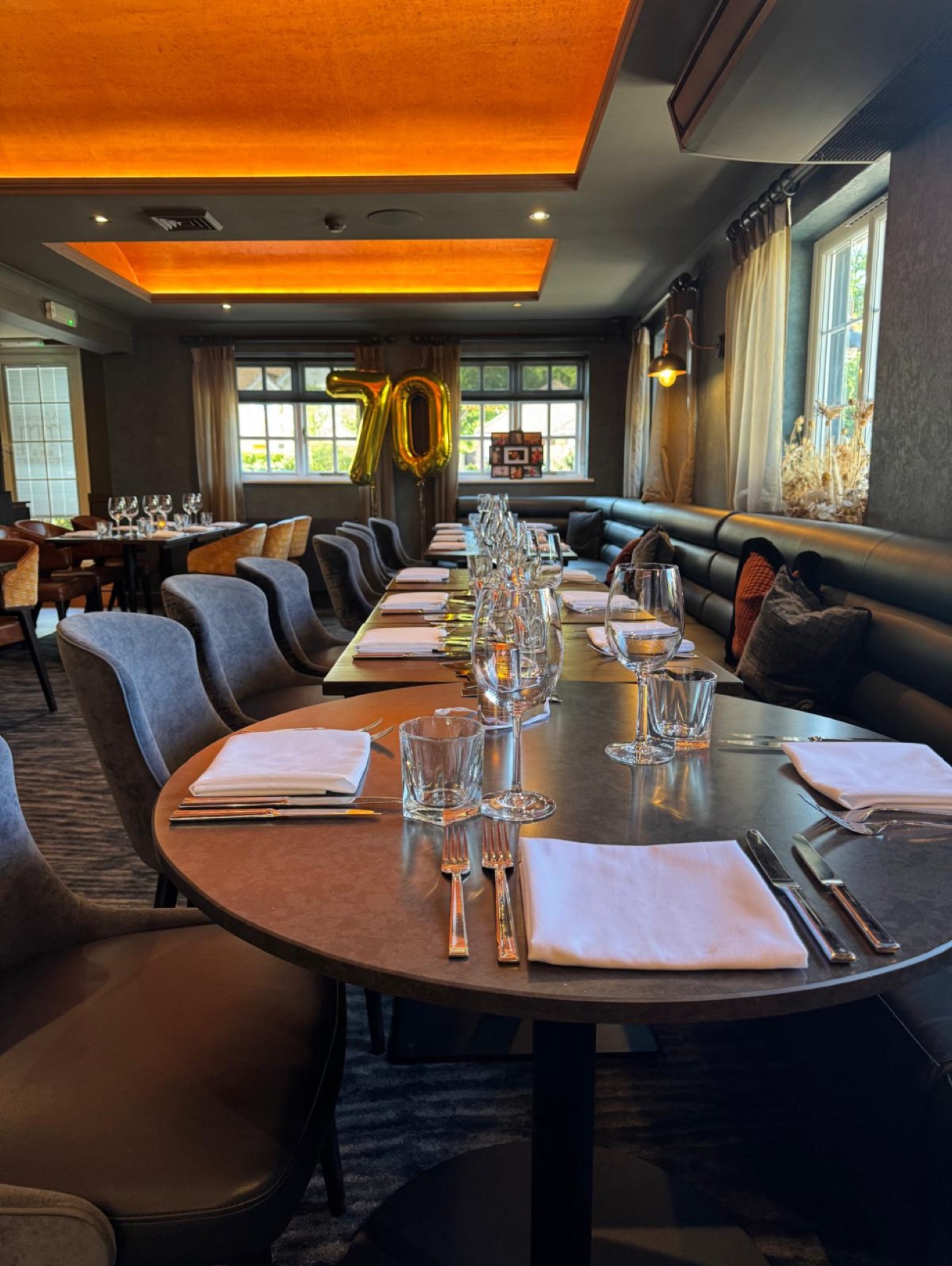 A long table laid for a family gathering at Mason's